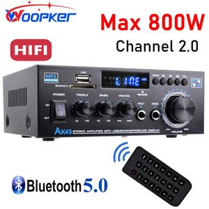 Högtalare Woopker AK45 HIFI Digital Amplifier Max Power 90WX2 Channel 2.0 Bluetooth Surround Sound AMP Högtalare för hemmabil