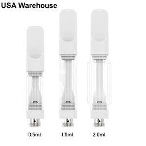 Ultra-niedriger Preis USA Lager 0,5 ml 1,0 ml 2,0 ml Zerstäuber Pyrex-Glas Leerer dicker Öltank 510 Gewinde Vollkeramik-Vape-Kartusche Verdampfer 510 Wagen Offener Zerstäuberdampf