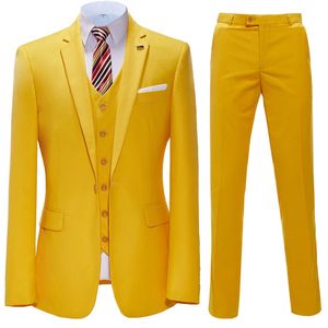 Fashion 3 Pieces Mens Suit Flat Notch Lapel Tuxedos For Wedding (Blazer+vest+Pants)