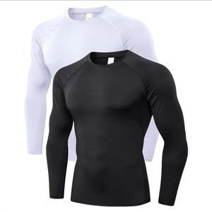 2 Pacote camisas de compressão de homens de compressão Treino atlético de manga longa Tops de camada de esportes de esportes secos rápidos 231227