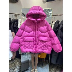 Women's Down Parkas New in White Duck Down Coat Woman Fashion Overcoat Short Bread Jacket Hooded Parka Women's Winter Clothes 2023 Large Size J231227