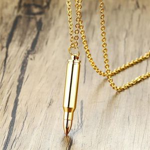 Stainless Steel Bullet Pendant Men Necklace In Gold Color Urn Ash Creation Jewelry PN-899279V
