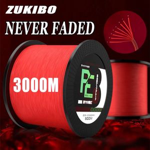 ZUKIBO Never Fade Red 8 Strands Braided Fishing Line Japanese Material 8X Multifilament Super Strong Saltwater 231227