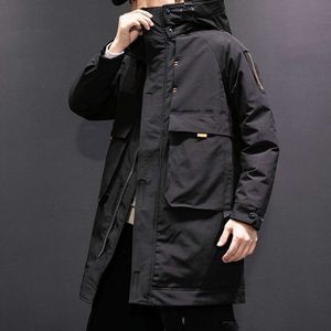 White Duck Down 2021 Winter New Men's Handsome Thickened Down Jacket, Men's Trend Mid Length Trendy Brand Popular Jacket