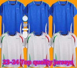 NUOVA 2024 Italia Jersey Italia Europea Coppa blu casa Raspadori Verratti Barrera Donnarumma 23 24 White Away Jersey Totti Politano Miretti Men Jersey