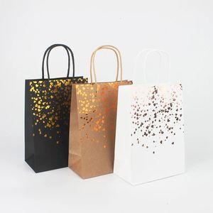 5/10 bitar Kraft Paper Bags Hot Stamped Heart-Shaped Paper Bags Candy and Biscuit Presentförpackningslådor Portabla Kraft Paper Packaging Påsar 231227