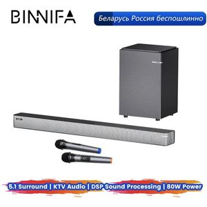 Hoparlörler Binnifa Ev Sineması Oyun 7D Subwoofer Hoparlörler DSP Dijital Ses Bluetooth 5.0 60Hz Bas 5.1 Surround Sound Karaoke Ev Sistemi