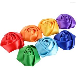 Decorative Flowers 10PCS Rose Satin Artificial Fabric 3.5CM/1.38" Bouquet DIY Wedding Decoration Delicate Party Clothes Headwear