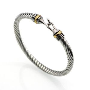 Populär ståltråd Ed Hook -formad armband Guldarmband Rostfritt stål Kabelarmband326L