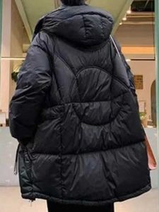 Damskie puch Parkas Winter Women Coat 2022 Nowa koreańska bawełniana kurtka Down Down Women Modna długość Różowa gruba biała kaczka z kapturem J231227