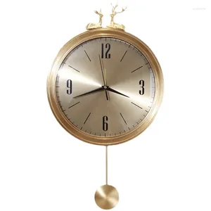 Wall Clocks YY Household Restaurant Wall-Mounted Light Luxury Elegant Mute Radio Wave Decorative European Clock