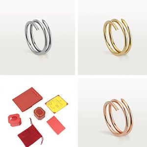 Ringe 18k Gold Edelstahl Nagelring für Frauen Weißgoldring -Männer Designer Schmuck Juwelen im Stil Eheringe Mode Liebesringe für