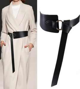 Novo preto largo espartilho cinto de couro feminino gravata obi cintura fina arco marrom cintos de lazer para mulheres vestido de casamento cintura 1741026