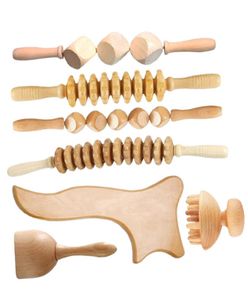 Tcare 7PcsSet Wood Therapy Massage Gua Sha Tools Maderoterapia Colombiana Lymphatic Drainage Massager Roller Therapy Cup 2205125430761