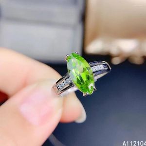 Cluster Ringe KJJEAXCMY Edlen Schmuck 925 Sterling Silber Eingelegte Natürliche Peridot Frauen Vintage Mode Chinesischen Stil Edelstein Ring Unterstützung