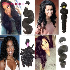 Wefts Glamorous Human Hair Extensions 1 Bunt Billiga jungfruliga Hårhår väver full nagelband långvarig brasiliansk hårförlängningar för BL