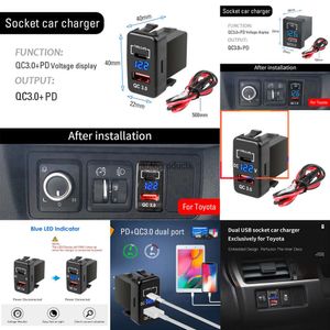 Eletrônicos para carro Carregador de carro Dual USB C PD Portas Telefone Carga rápida QC3.0 Adaptador de carro Telefone 12V Carregador de soquete de isqueiro de carro para TOYOTA