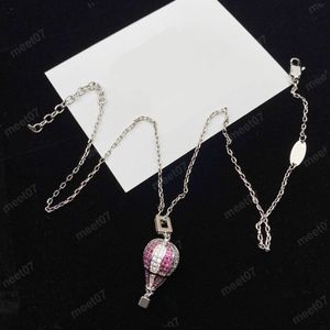 Fashion diamond balloon pendant designer necklace silver plated stainless steel necklace luxury designer diamond necklace