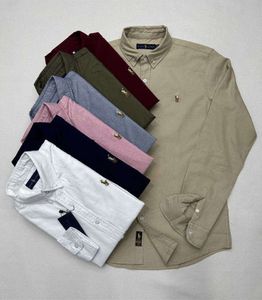 Polo casual masculino ralphs manga longa primavera e outono negócios algodão oxford não ferro fino paul camisa formal de alta qualidade 8842ess