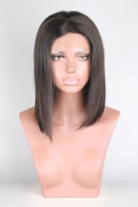 Wigs Bob Lace Front Wigs Human Hair Bobby Remy Virgin Full Lace Wig with Combs Straight Pre Plucked 150% Density Middle Part Natural Bl