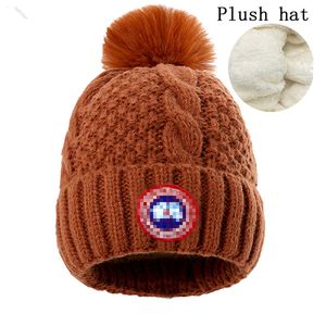 Winter Knitted Beanie Woolen Hat Women Chunky Knit Thick Warm Faux Fur Beanies Hats Female Bonnet Beanie Caps T-8