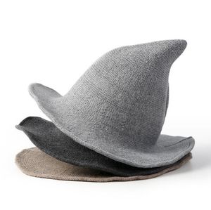 Modern Halloween Festival Witch Hat High Quality Woolen Magical Party Long Point Hats For Women Cosplay Decoration Club Lady wool Hats