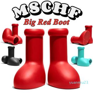 Snowshoes 2023 MSCHF MĘŻCZYZN KOBIETY BUTY RAIN PROJEKTATORY BIG RED BOOT GRUGA DOLNA BOT BOUT ASTRO Boy Buty MsChf Head Rain Boots High Round