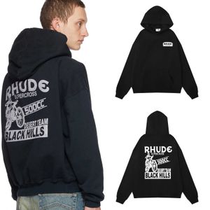 メンズフーディーズスウェットシャツ2023秋/冬のrhudehoodiesスーパークロスブラックヒルズコットンループMR0U