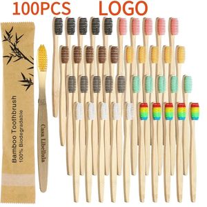 100 PCS Biodegradable Eco-Friendly Natural Bamboo Concurso de dentes de bobina macia Manual de madeira Manual de dentes laser 231227