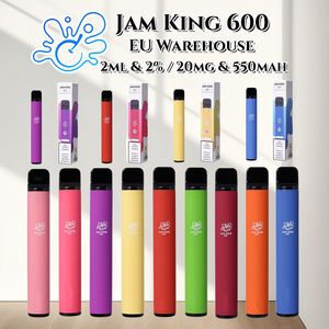 Jam Kralı 600 Puf Teslim Edilebilir Vape Eu Stock Kayıp Mary Vape Tek Kullanımlık Sigara Tadı 2ml Pre Dolgulanmış Tat Suyu 550mAh Pil 2% 20mg Vape Kalem Vs Razz Bar Crystal Vape