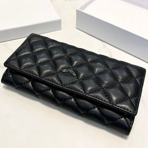 Berömda varumärkesplånbok Designer Kvinnor Fashion Clutch Bag Högkvalitativ äkta läder Paris 19 Classic Down Diamond Lattice Fold Over Card Clip Ny stor kapacitet