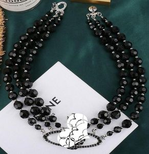 selling new European and American catwalk stars with threelayer pearl full diamond satellite necklace black necklace clavicle4645890