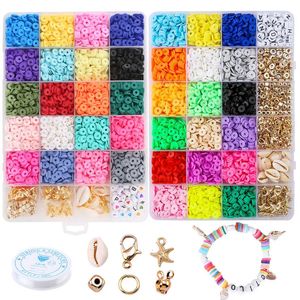 6mm Flat Round Polymer Clay Beads DIY Jewelry Marking Kit Loose Spacer Ceramic Vinyl Disc Beads For Bracelets Necklace Earring 231227