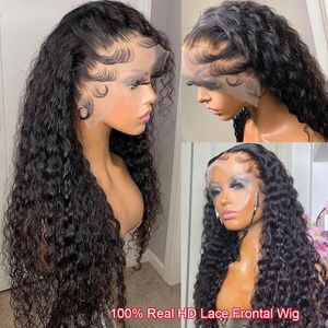 Wigs Line 30Inch Water Curly Human Hair Wig Brazilian Deep Wave HD Lace Front Human Real HD Lace Frontal Wig Pre Pluck