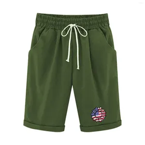 Shorts femininos mulheres independência dia bandeira americana estrela impressão para 4 de julho calças curtas retas senhoras verão stretchywaist