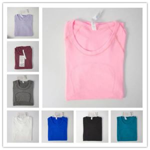 23 Yoga clothes Lu-088 Women Yoga T-Shirts Women's T-Shirt High-Elastic Breathable Running Top Quick Drying Seamless Short Sleeve Sport-Cycling Gym Wear lu good