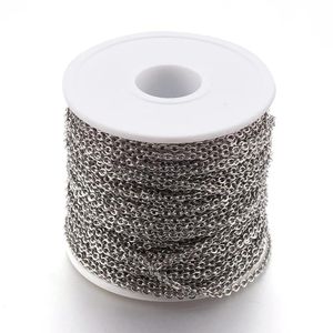 Pulseiras 50m/rolo 304 correntes cruzadas de aço inoxidável rolo corrente curb para fazer jóias diy pulseira colar artesanal artesanato suprimentos