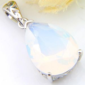 Luckyshine Europe Popular Jewelry Water Drop White Moonstone Gems Silver Necklaces USA Israel Wedding Engagement Necklaces Pendant273A