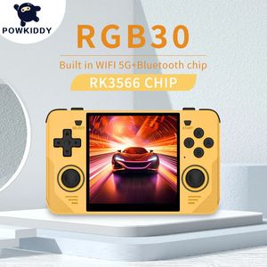 POWKIDDY RGB30 Yellow 720 720 4 Inch Ips Screen Built in WIFI RK3566 Open Source Retro Handheld Game Console Children's Gifts 231226