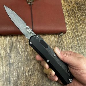 Micro Glykon Knife OTF Tech Pocket Knives Damascus Steel Blade Наружный самооборонный нож алюминиевый сплав CF Ручка EDC Инструменты