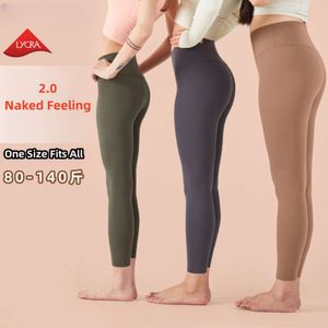 Lu Align Lu Pant Yoga Sport Women Women Sporty Lycra Gym Lulug Leggings Com calças de cintura alta sem costura Push Up Naked Sports Treples