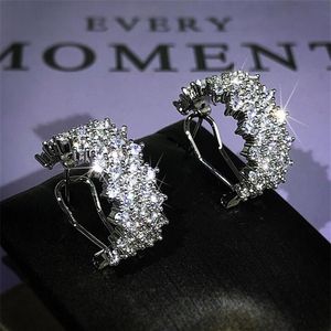 Choucong Unique Ear Cuff Sparkling Luxury Jewelry 925 Sterling Silver Pave White Sapphire CZ Diamond Olive Branch Earring Women We204A