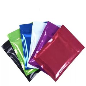 100pcs Zakładne kolorowe worki opakowania zamka błyskawicznego Mylar aluminiowa folia Pakowanie Różne rozmiary torby do przechowywania żywności gstnk qfndj