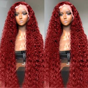 Wigs Colored Lace Front Human Hair Wigs Curly 220%density 13x6 Hd Lace Frontal Wig for Women Deep Wave Burgundy 13x4 Transparent Gluele