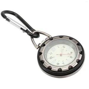 Taschenuhren 1pc Taschenuhr Bergsteigen Clip Design Quarz Flsoreszenz für Uhrenliebhaber Weiß Bronze