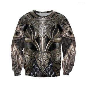 Męskie bluzy z bakerem łańcucha zbroi 3D na całej nadrukowanej bluzy mężczyźni/kobiety harajuku rycerz templar długi rękaw Casual pullover