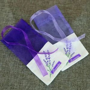 100 pezzi sacchetto di fiori viola lavanda sacchetto di cotone con filato di crittografia stampa fronte-retro 231226