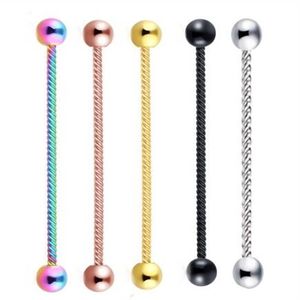 14g Stainless Steel Screw Industrial Barbell Earring Tragus Helix Piercing Cartilage Body Jewelry For Sexy Woman Man284S