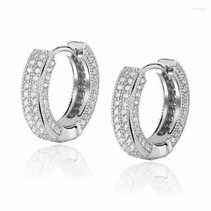 Hoop & Huggie Hip Hop Iced Out Rhinestone Gold Micro Cz Earrings Women Men Fashion Street Dance Jewelry Gift For Him Moni22227l