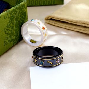 Keramiskt band G Letter Rings Black White For Women Men Designer Jewelry Gold Ring Men Wedding Present